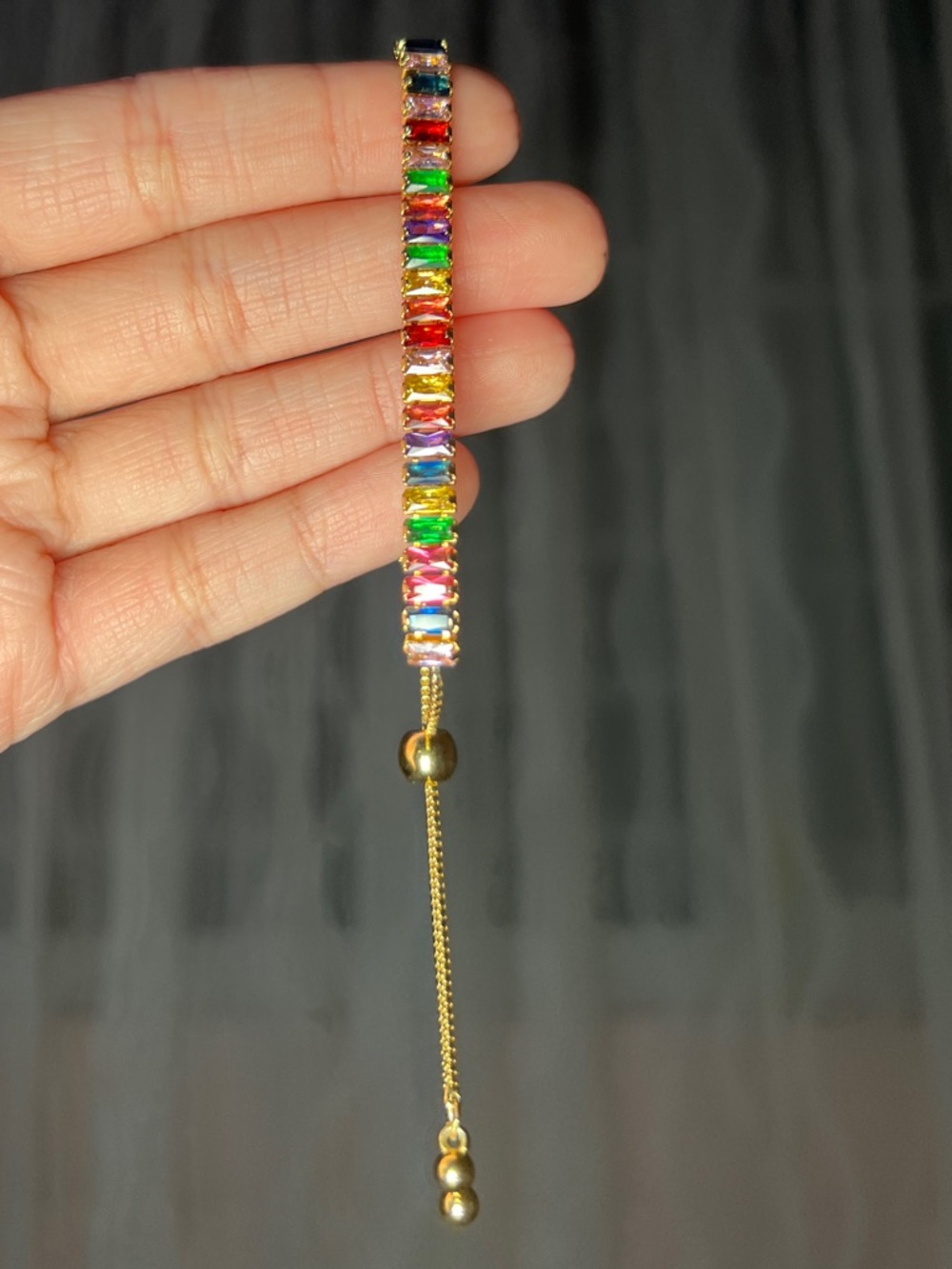 Gold Bracelet with Multicolor Baguette Stones - Women Jewelry Bracelet